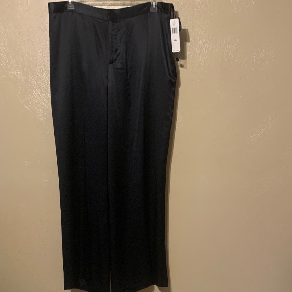 Lauren Ralph Lauren size 18 100% Silk Elegant Black Dress Pants Zipper, NWT